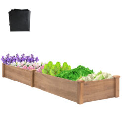 PETSCOSSET GF20 92.9"L Raised Garden Bed Wooden Planter Box Vegetable Garden Box for Outdoor Gardening, Brown