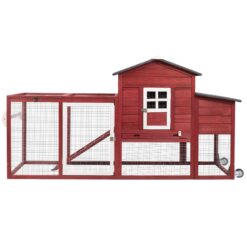 PETSCOSSET PET21W 78.7" Chicken Coop with Run Large Wooden Chicken House with Wheels, Combinable, Red