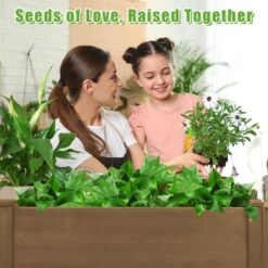 Alternative view of PETSCOSSET GF25 2-Tier Raised Garden Bed with Legs, Outdoor Elevated Garden Box with Storage Shelf,Brown