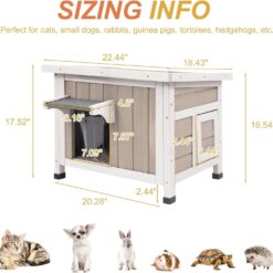 Alternative view of PETSCOSSET PET18 Insulated Cat House, Outdoor Small Feral Cat Shelter for Winter with Escape Door,Grey/White