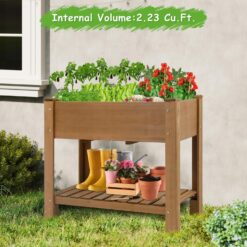 Alternative view of PETSCOSSET GF27 46.65"L Raised Garden Bed Wooden Elevated Planter Box with Legs, Brown