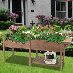 Alternative view of PETSCOSSET GF24 Large Raised Garden Bed Outdoor Wooden Planter Box with Legs for Gardening,Brown