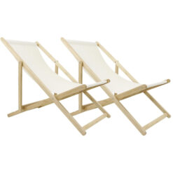 PETSCOSSET GF30 41"L Wooden Patio Lawn Deck Chairs 2 Set Outdoor Camping Sling Chairs, Brown