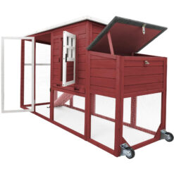 PETSCOSSET PET22 Chicken Coop with Run, Large Hen House with Nesting Box, Removable Tray,Red