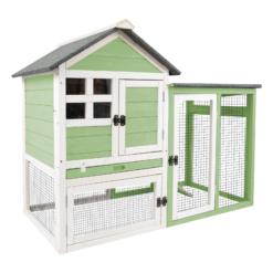PETSCOSSET RAB17 46.3" Indoor-Outdoor Rabbit Cages with Pull Out Tray Large FirWood Bunny Hutch Waterproof Asphalt Roof,Green