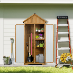 Alternative view of PETSCOSSET GF34 38.8"L Outdoor Storage Shed, Wooden Garden Tool Cabinet,Brown