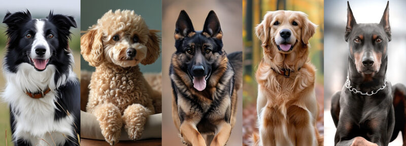 Different breeds of dogs